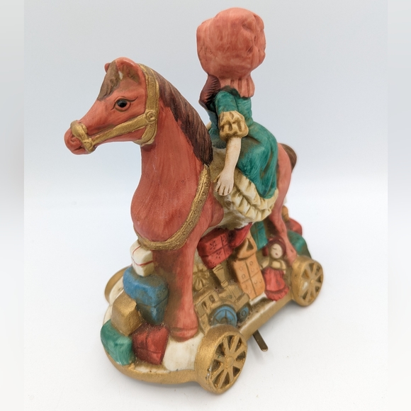 Vintage Porcelain  Enesco Horse Music Box 1987 Christmas Amazing 🎄 - Picture 10 of 11
